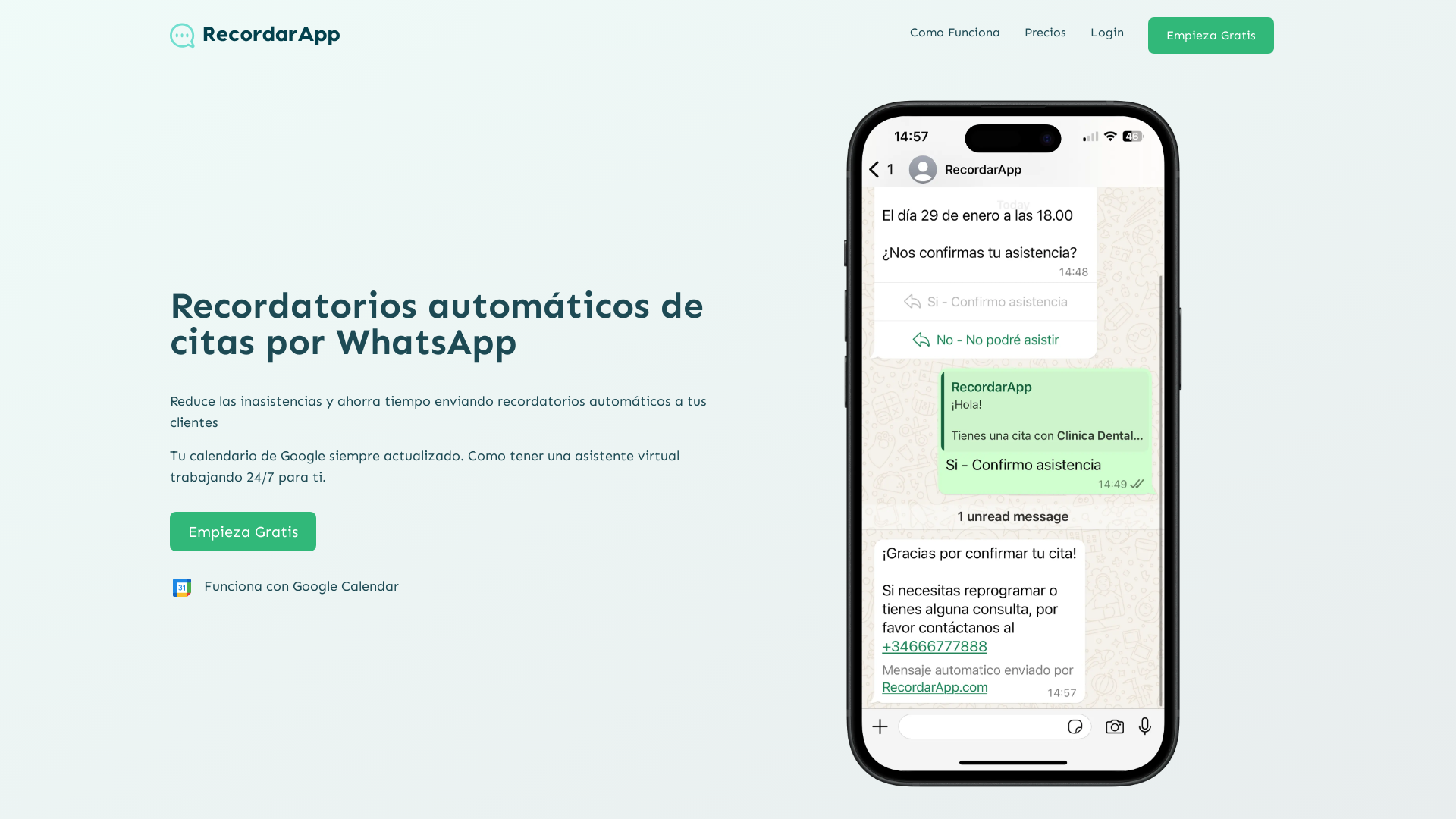 Recordatorios de citas y turnos por WhatsApp