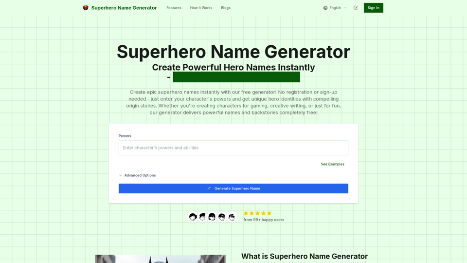 Superhero Name Generator | Create Epic Hero Names from Powers