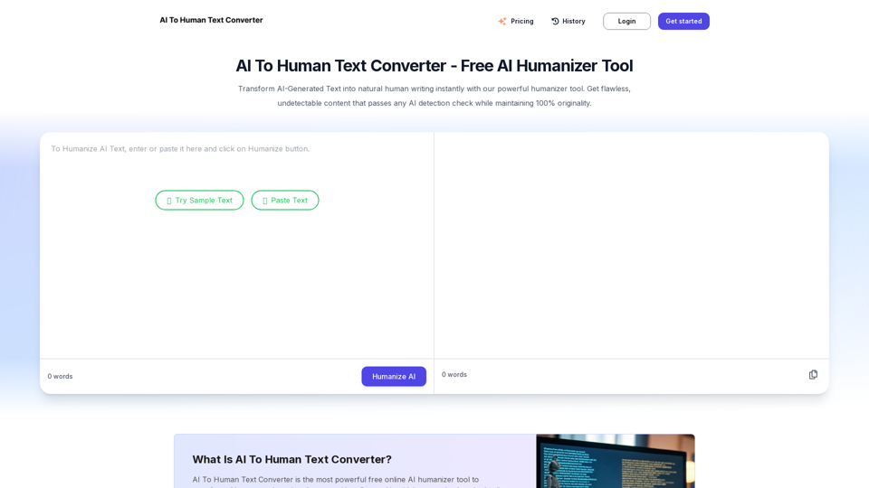 AI To Human Text Converter - Humanize AI Text for Free now!
