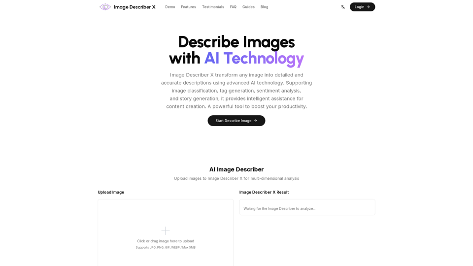 Image Describer X - Free AI Image Describer Tool, Making Every Image Speak