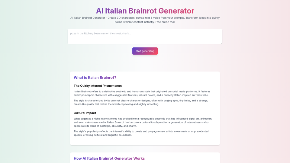 AI Italian Brainrot Generator AI Italian Brainrot Generator