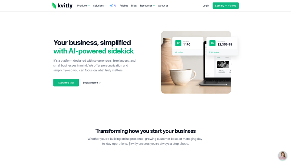 🌱kvitly—AI powered platform to launch and grow your business