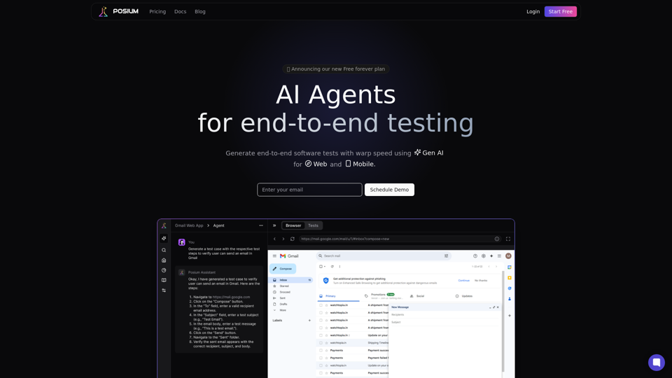 Posium - AI Agents for End-to-End Testing