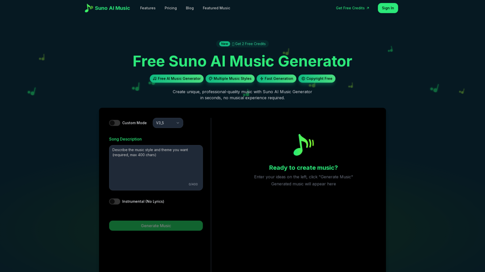 Suno AI Music Generator - Create AI Songs & Music Fast