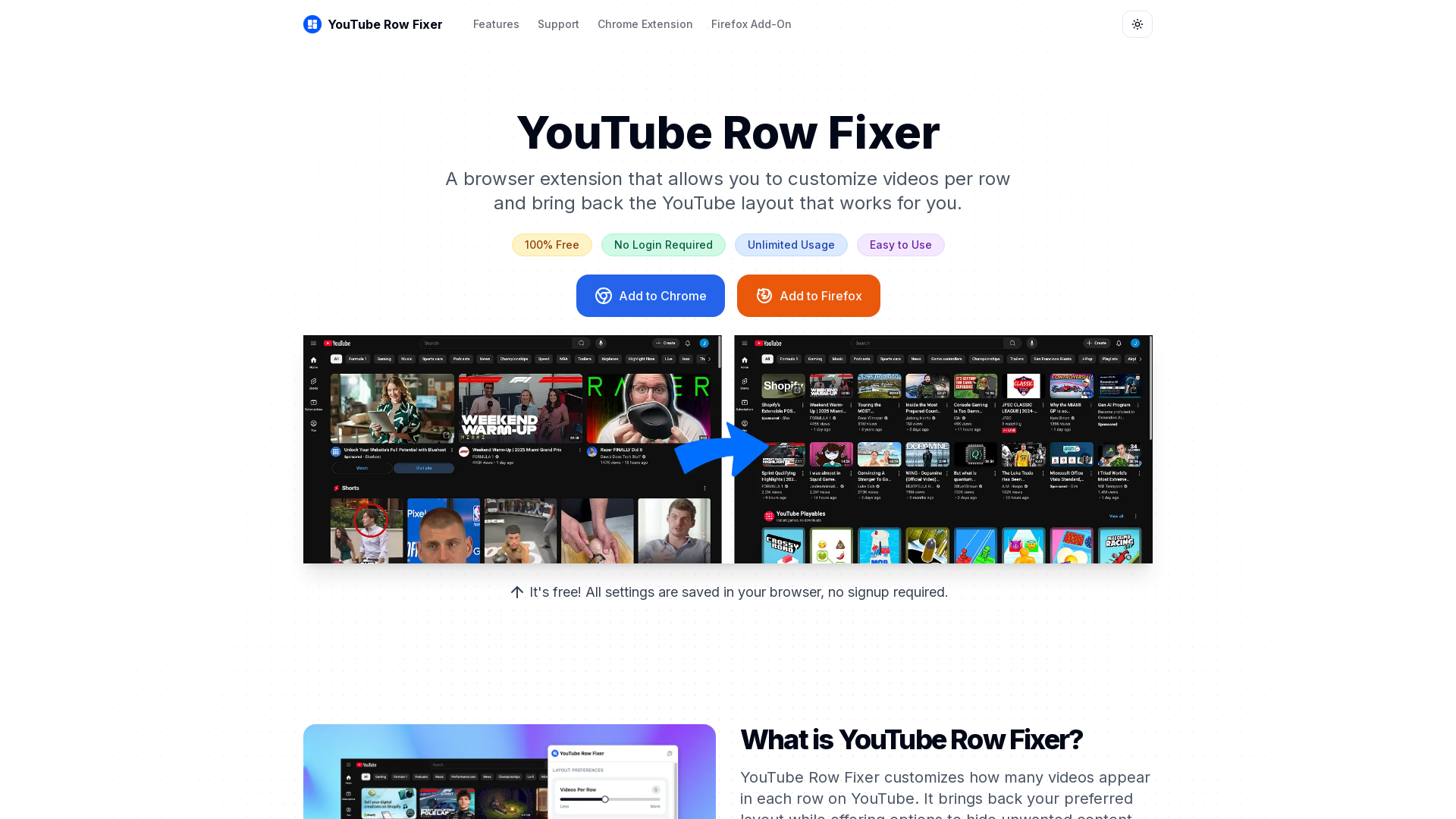 YouTube Row Fixer