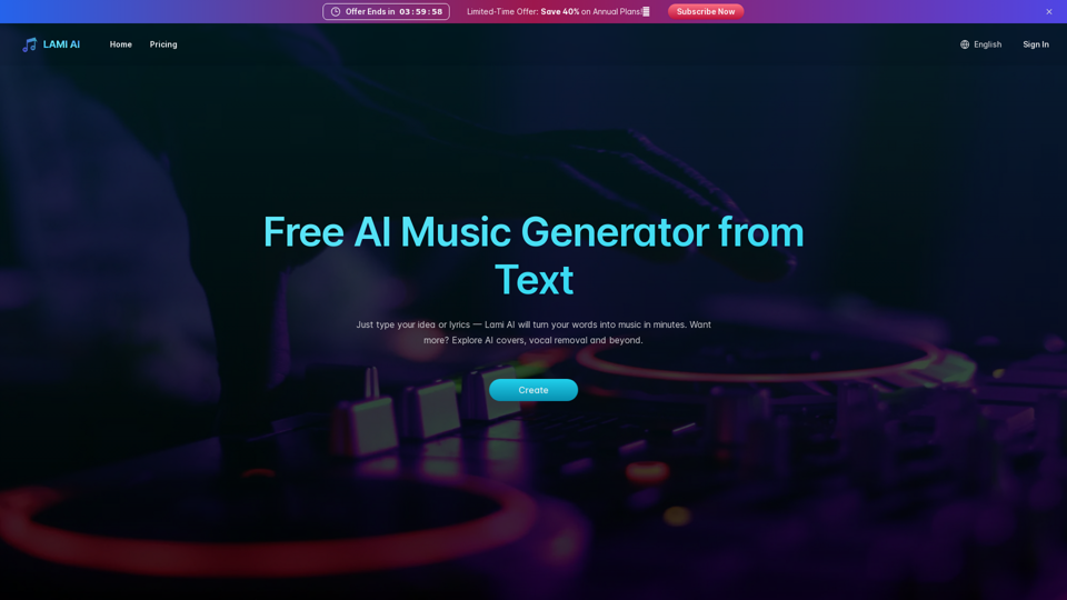 Lami AI Music Generator | Create Songs from Text Free Online