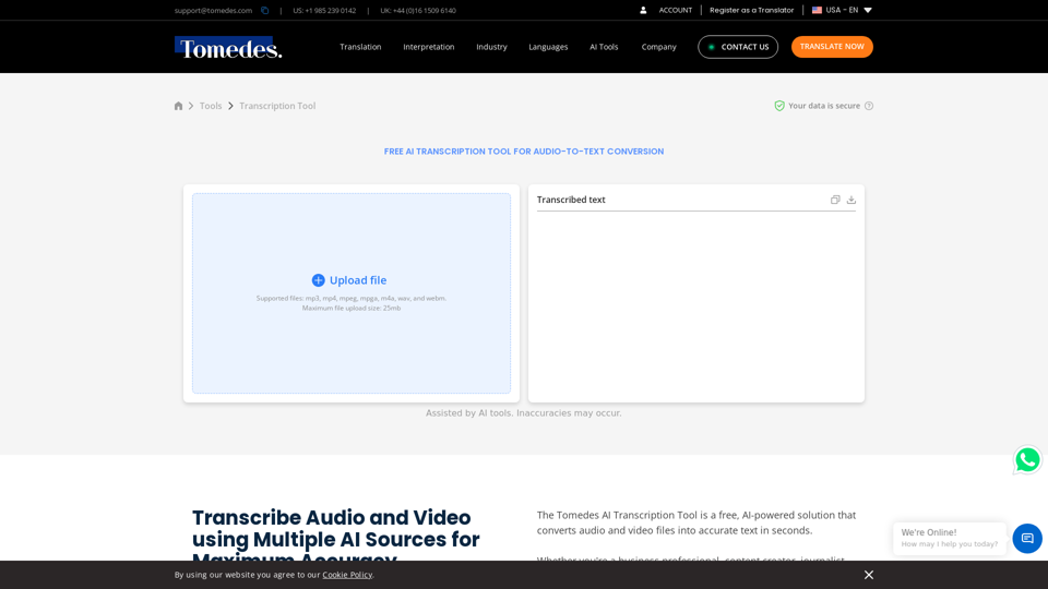 Free AI Transcription Tool - Transcribe audio to text