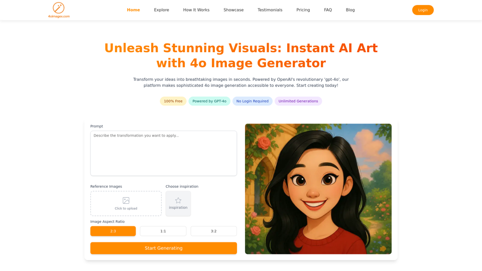4o Image - Stunning 4o Image Generator | Free Trial | Powered by ChatGPT 4o