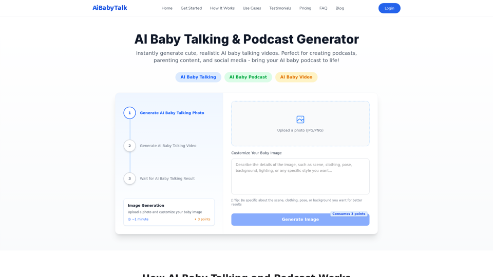 AI Baby Talking Generator - Create AI Baby Podcast Videos