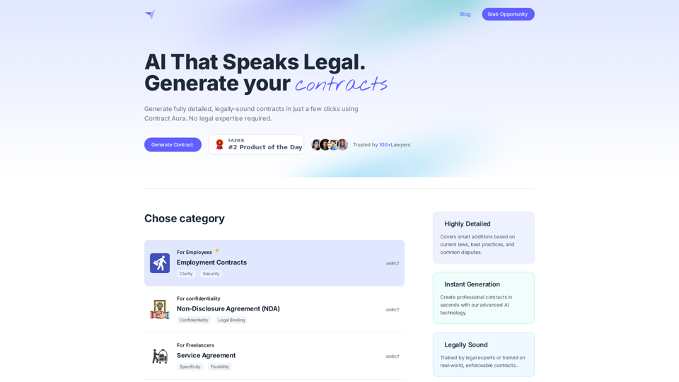 Contract Aura - Generate Legal Contract for free