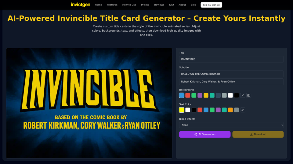Invincible Title Card Generator | AI Subtitle Screen Maker