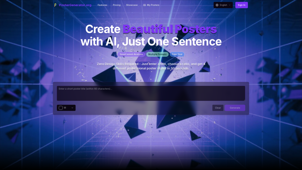 AI Poster Generator | Create 4 Styles in 30 Seconds with One Sentence