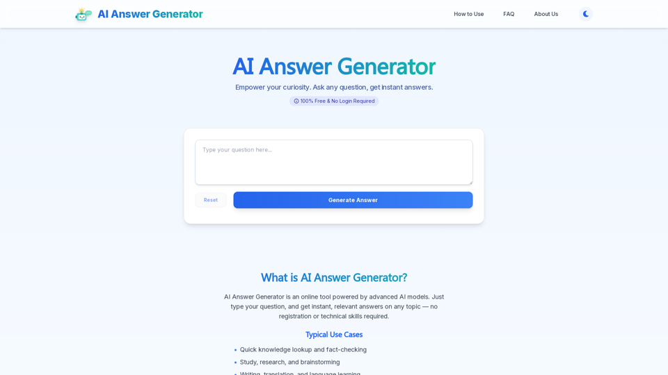 AI Answer Generator – Free, No Login, Unlimited Use