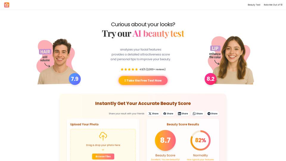 Free AI Beauty Test – Get Your Precise Beauty Rating and Analysis