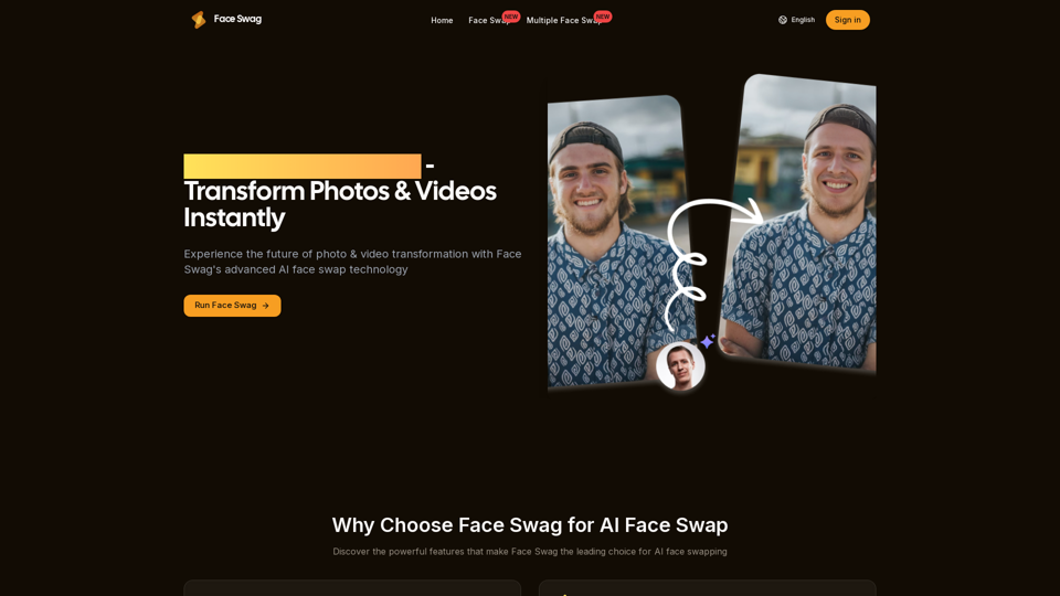 Face Swag: AI Face Swap Online | Fast & Easy Face Swapping Tool