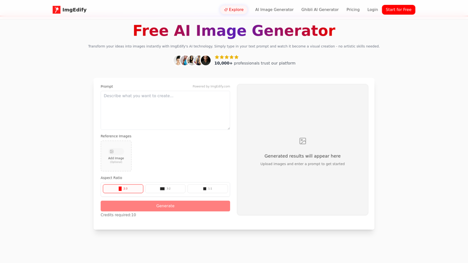 Free AI Image Generator | Imgedify