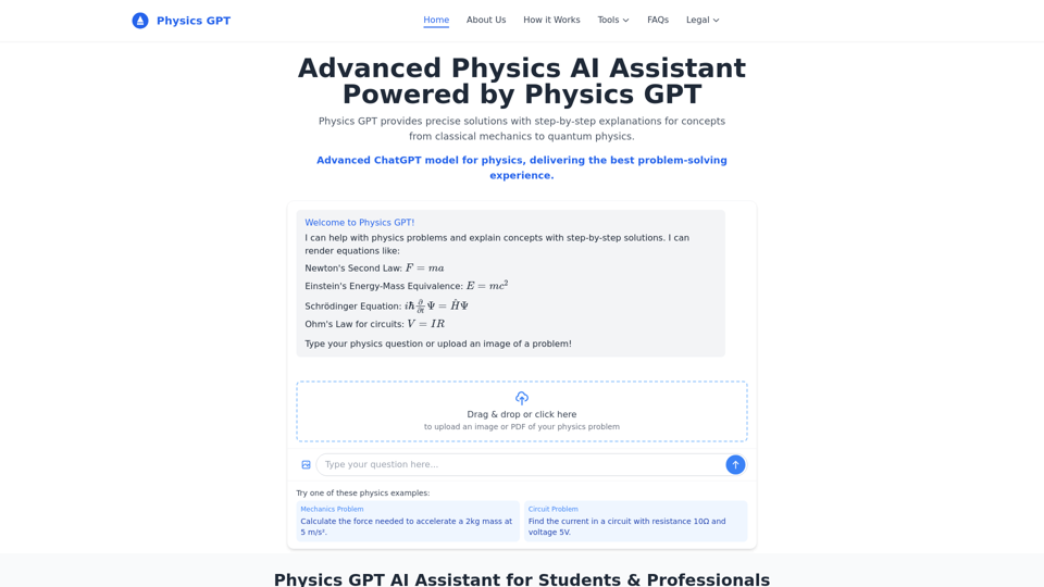 Physics GPT - #1 Advanced AI Physics Solution for Problem Solving | Best ChatGPT Model for Physics