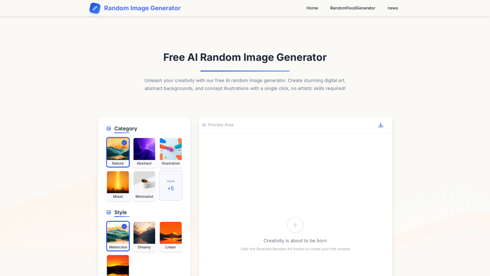 Free AI Random Image Generator: Create Unique Artworks Instantly