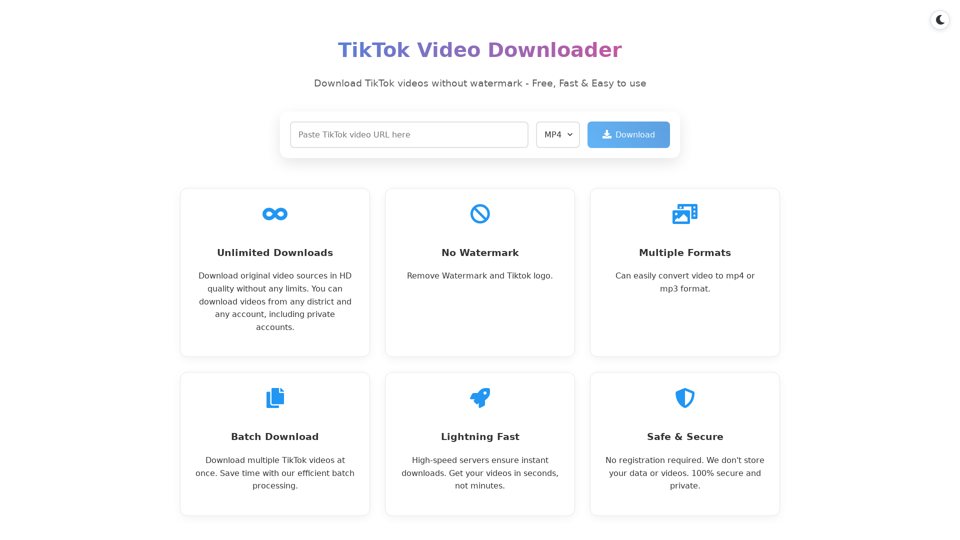 Free TikTok Video Downloader - No Watermark & Fast