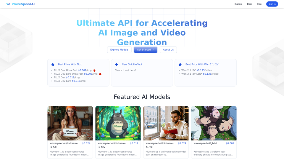 WaveSpeedAI - Ultimate API for Accelerating AI Image and Video Generation