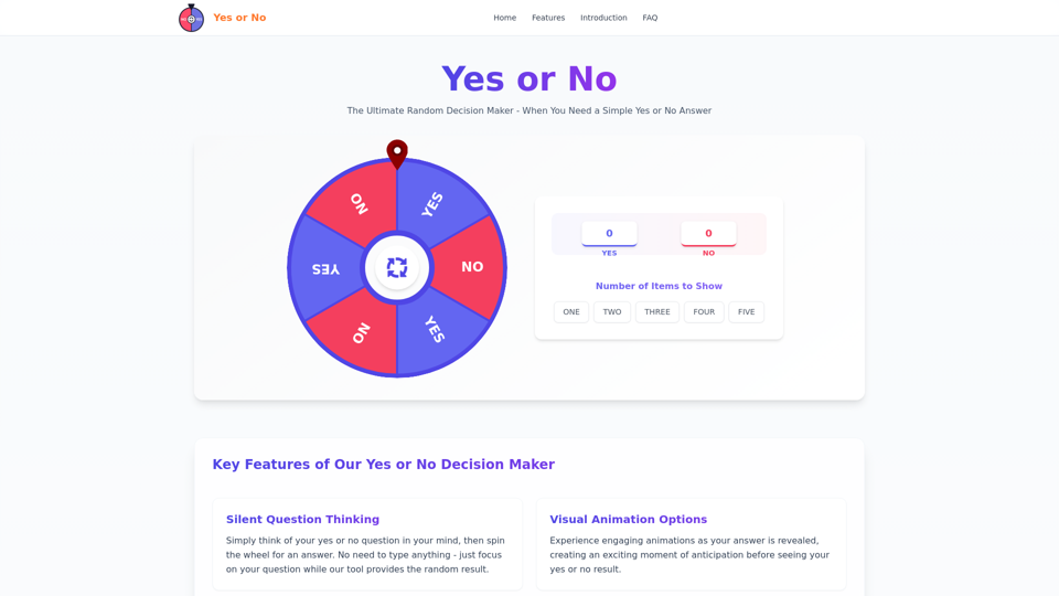 Yes or No | Decision Making Tool & Random Answer Generator
