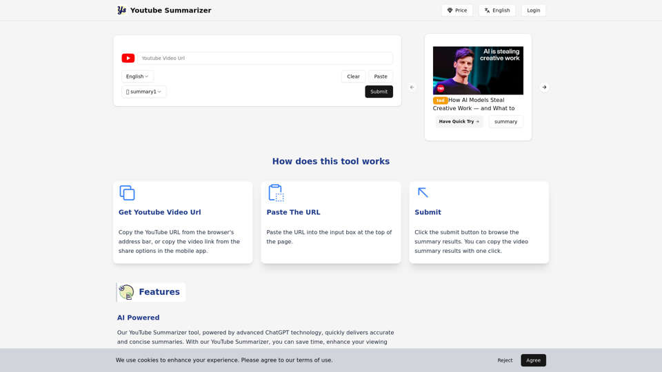 Youtube Sumamrizer screenshot