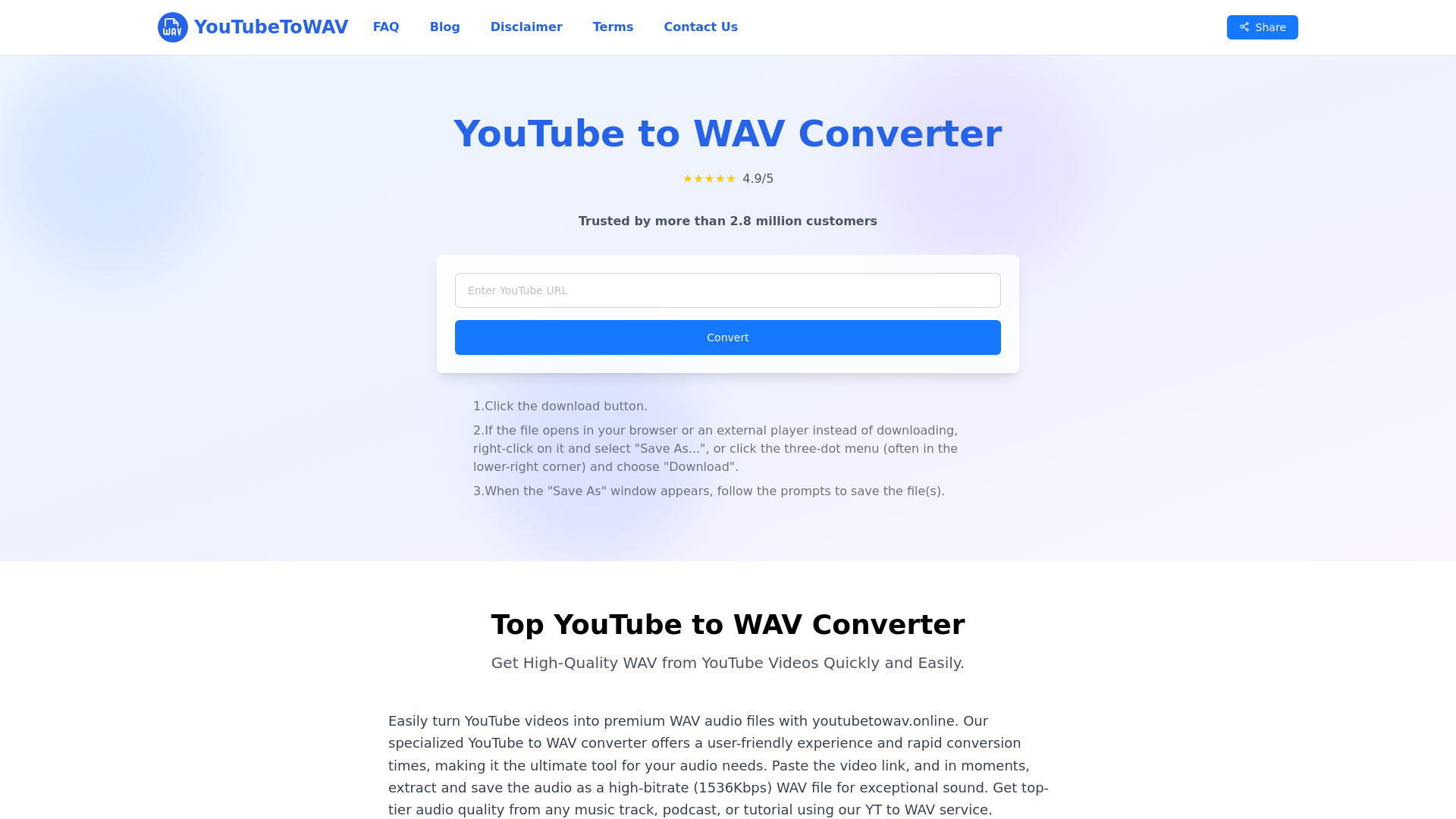 Free YouTube to WAV Converter Online