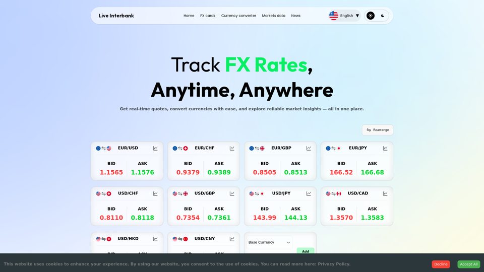 Live Interbank | Track FX Rates, Anytime, Anywhere