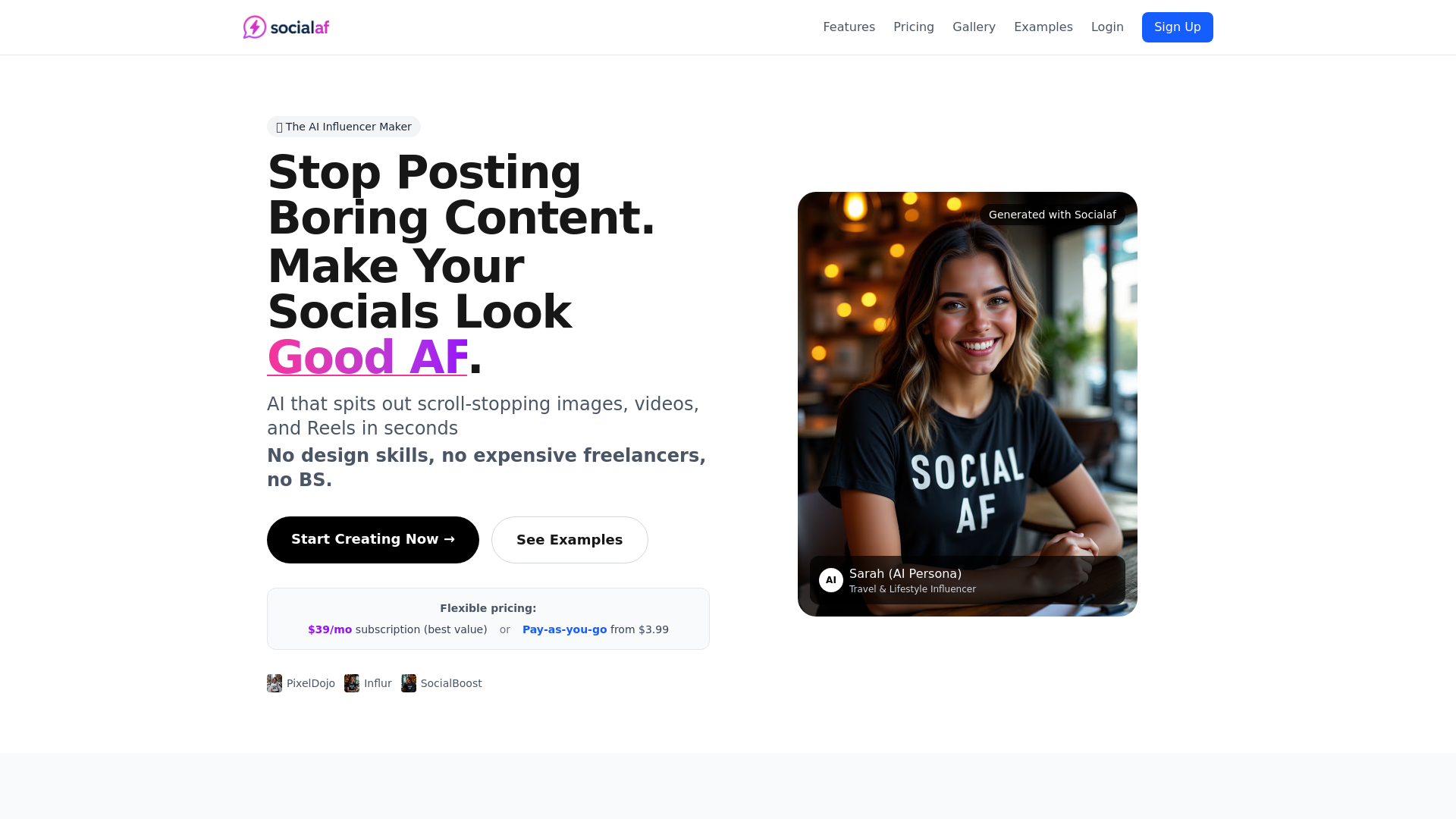Socialaf.ai – AI Social Media Post Generator & Video Maker