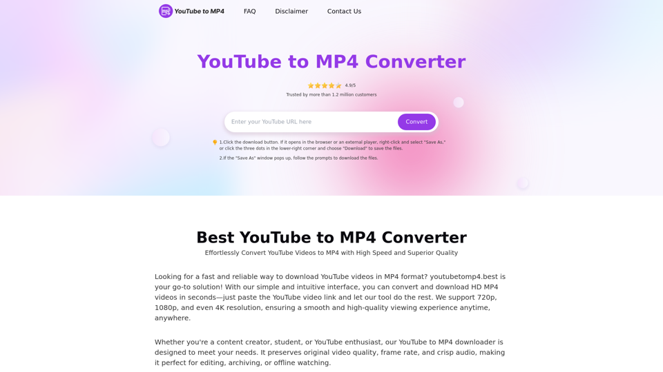 Free YouTube to MP4 Converter Online