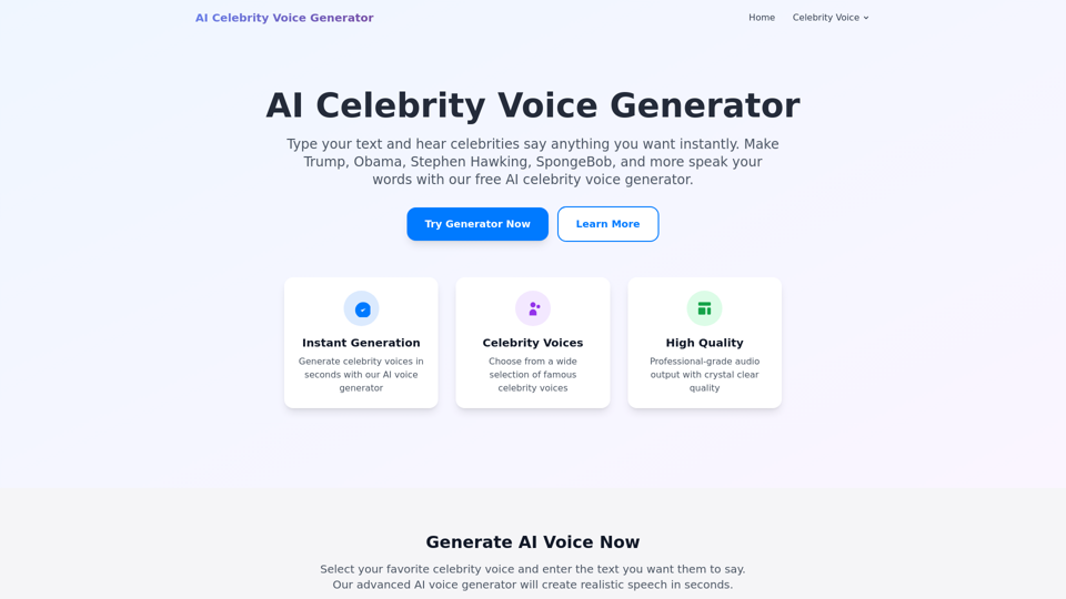 AI Celebrity Voice Generator screenshot