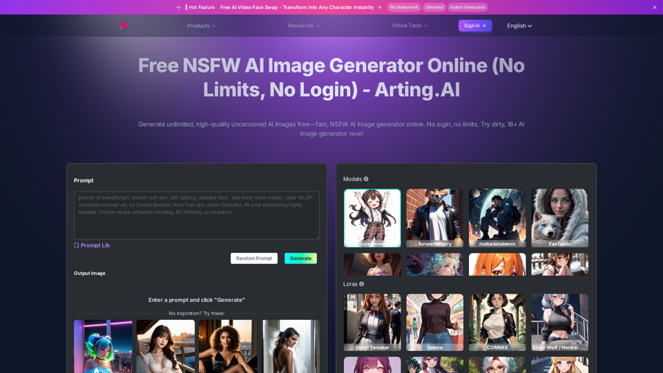 무료 NSFW AI 이미지 생성기 온라인 (제한 없음, 로그인 불필요) screenshot