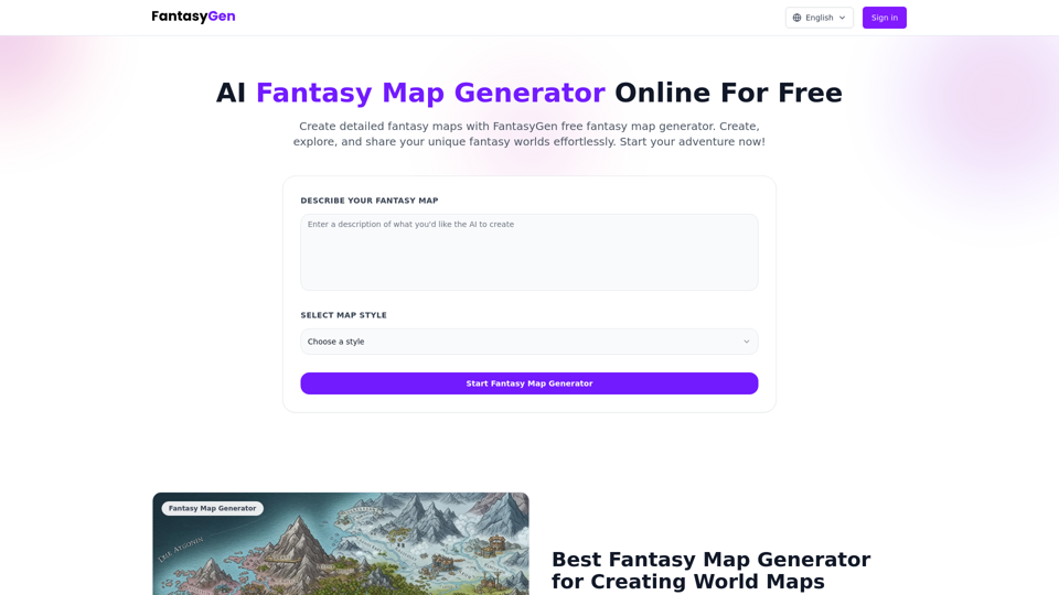 AI Fantasy Map Generator Online For Free screenshot