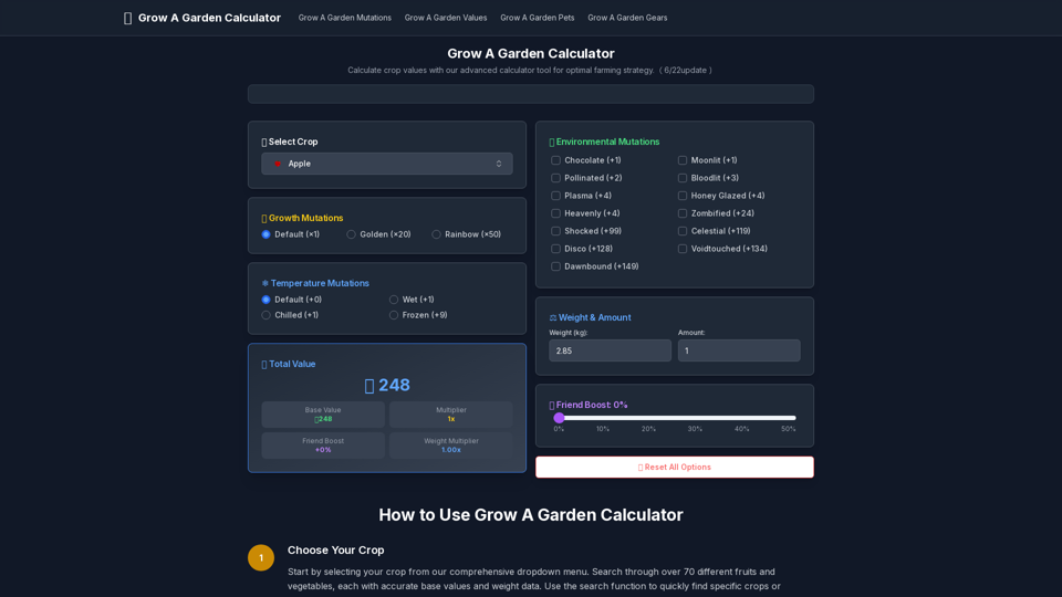 Grow A Garden Calculator screenshot