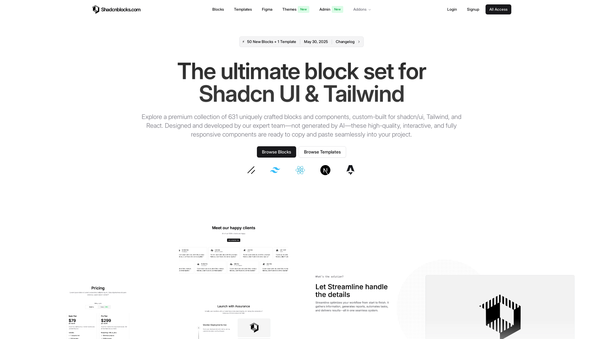 Shadcnblocks shadcn/ui blocks & components