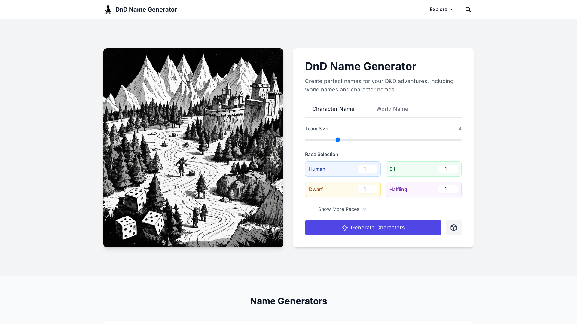 DnD Name Generator screenshot