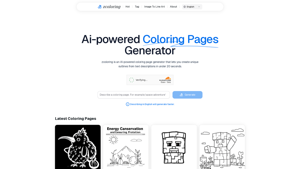 AI Coloring Page Generator screenshot