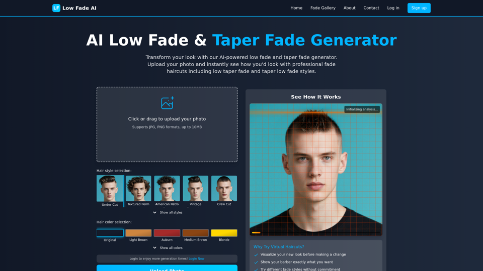 Create Your Perfect Low Fade or Taper Fade Hairstyle Online - Low Fade AI