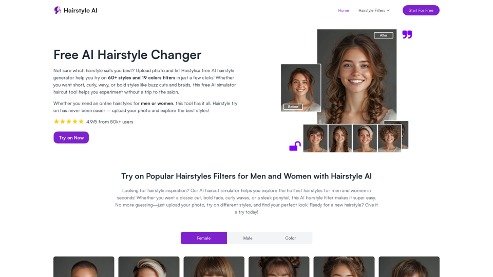 AI Hairstyle Changer: Free Haircut Simulator with 60+ Styles