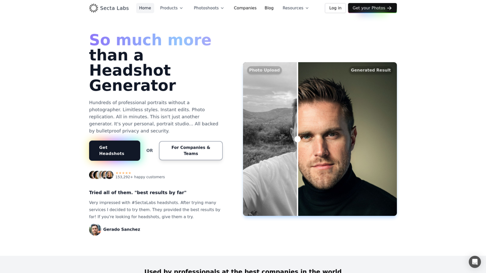 #1 AI Headshot generator for Professionals 20m+ generations | Secta Labs