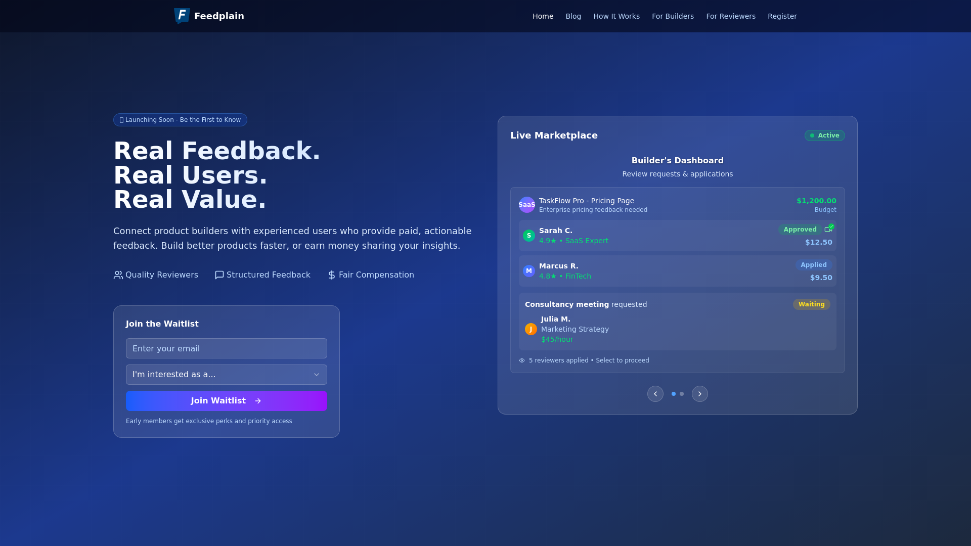 Feedplain – Real Feedback from Real Users