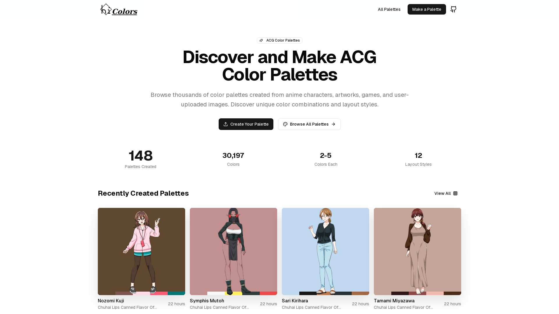 Discover & Make ACG Color Palettes