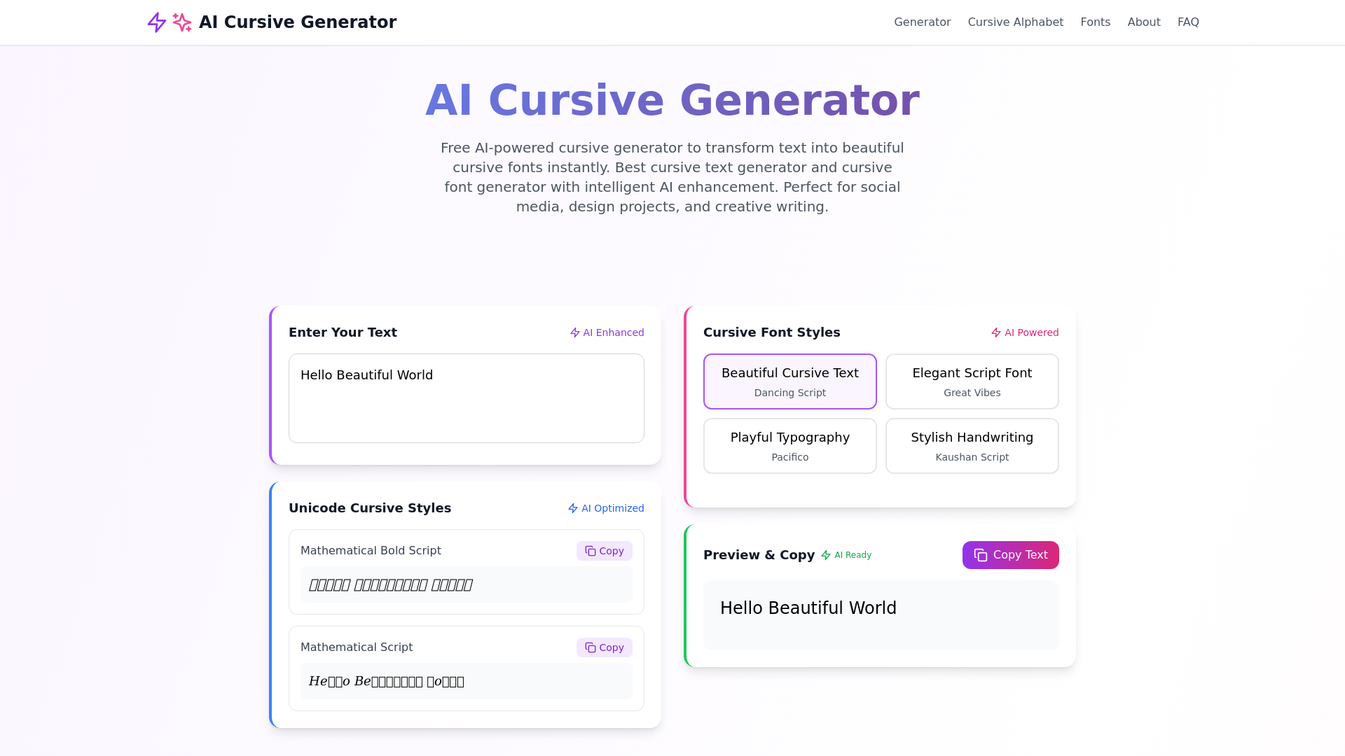 AI Cursive Generator