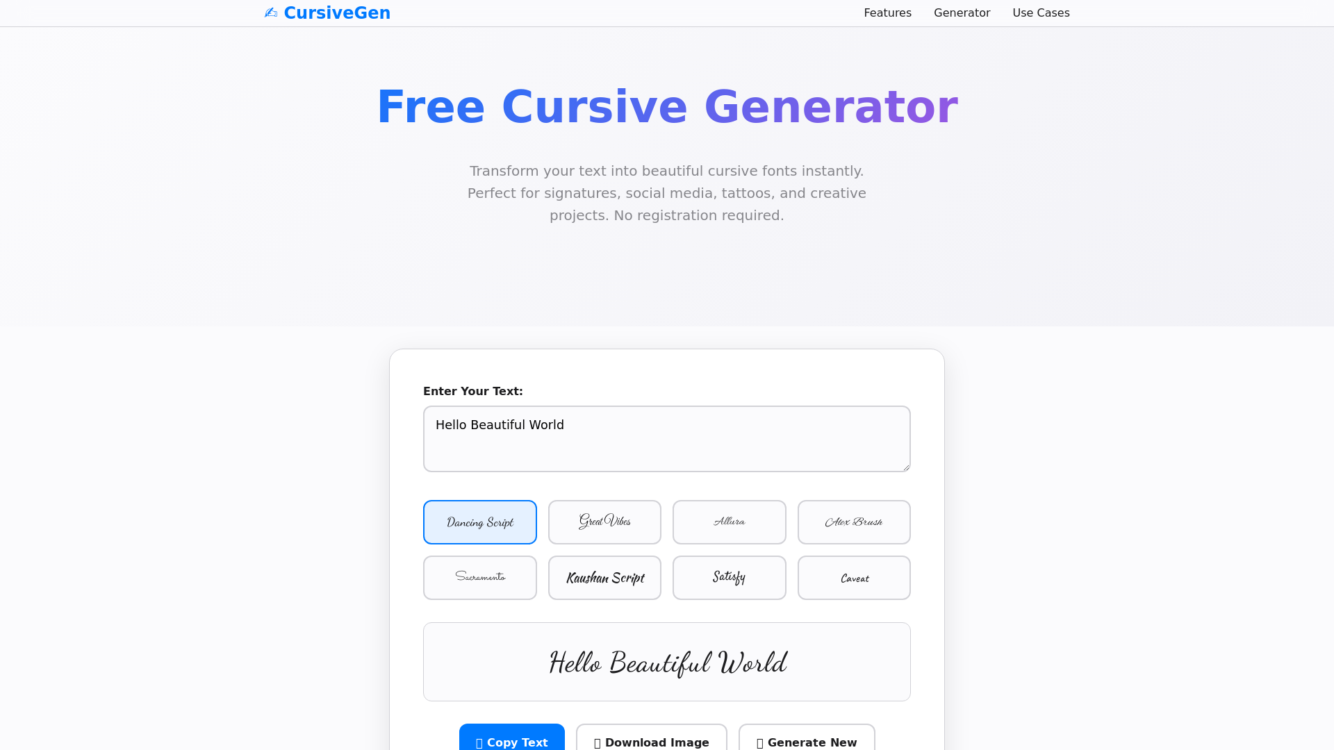 Cursive Generator
