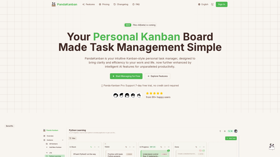 Panda Kanban screenshot