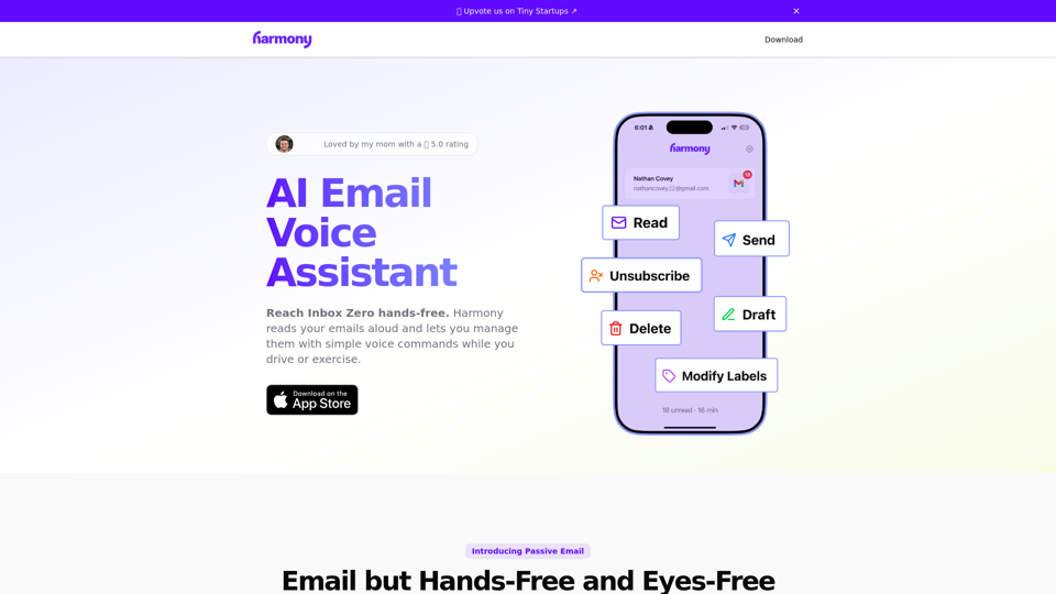 Harmony AI 이메일 음성 어시스턴트 screenshot