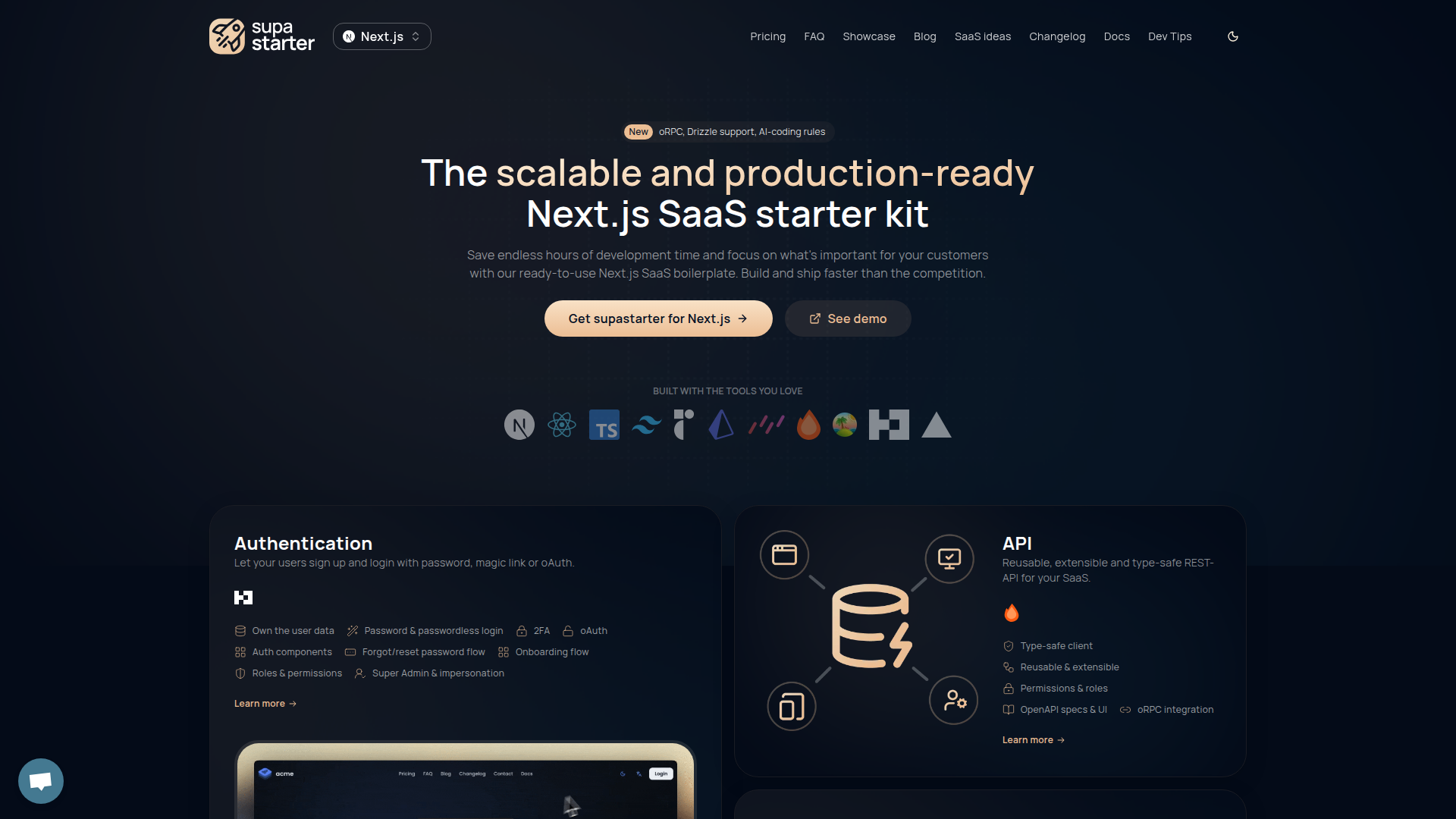 Next.js SaaS starter kit screenshot