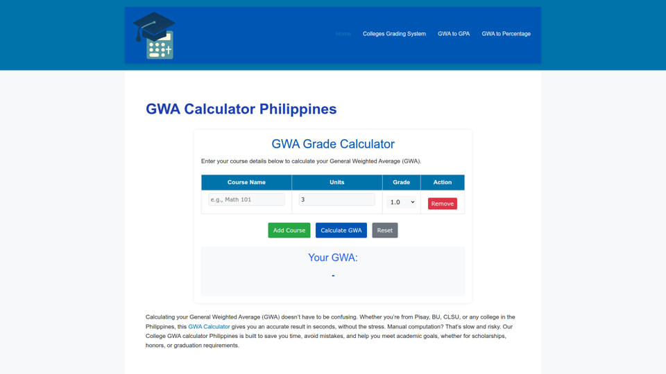 GWA Calculator Philippines (2025) screenshot