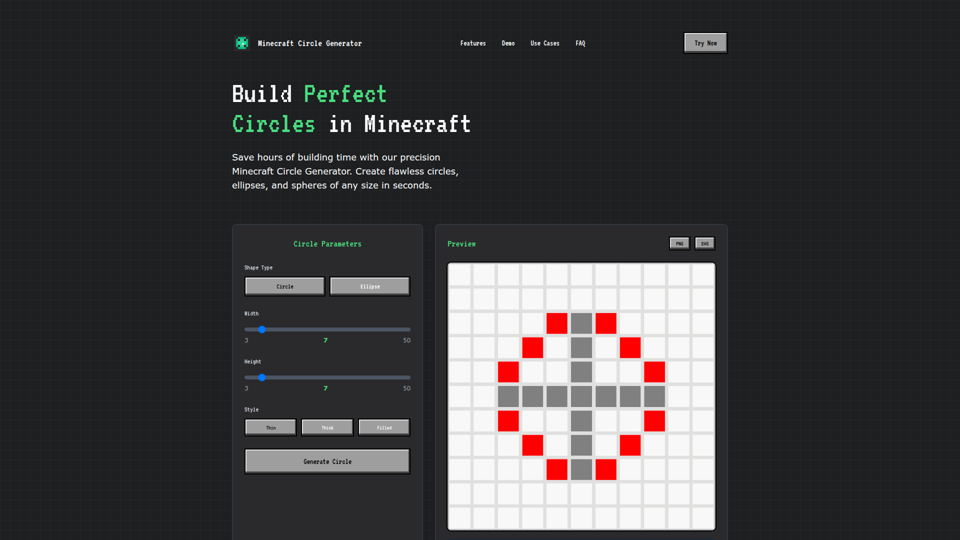Minecraft Circle Generator screenshot