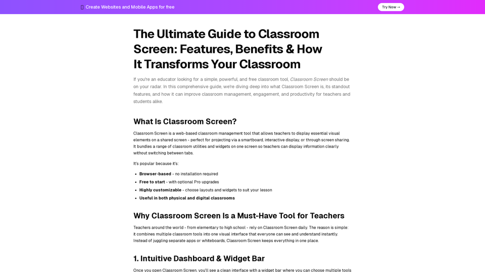 Classroom Screen screenshot